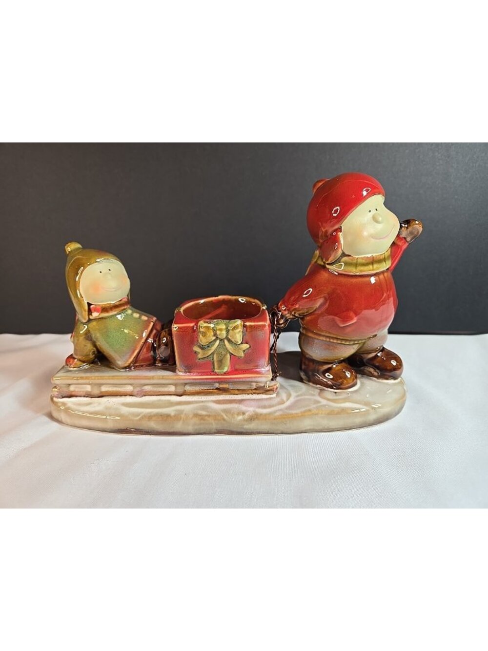 Yankee Candle Tea Light Candle Holder Boy with Sled